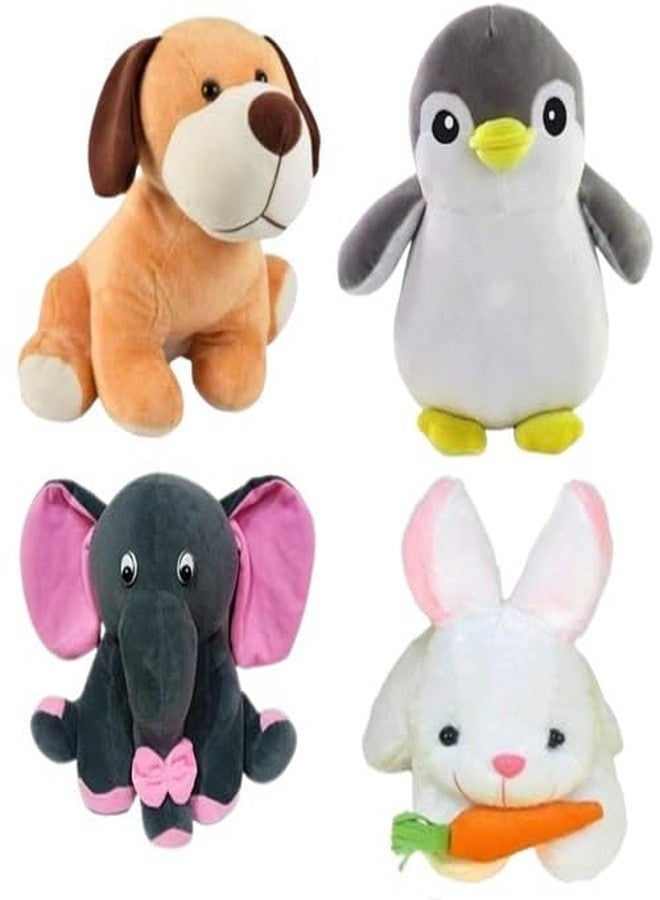 Future Shop Pack of 4 Elegant Soft Toys: Grey Appu, Dog, Rabbit, and Penguin for Kids| Plush Set for Playtime and Gifts - Image 1