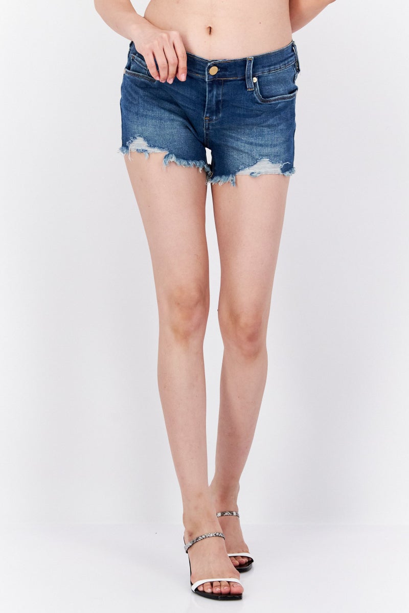 Blank NYC Women Washed Rip Shorts, Light Blue - Image 1