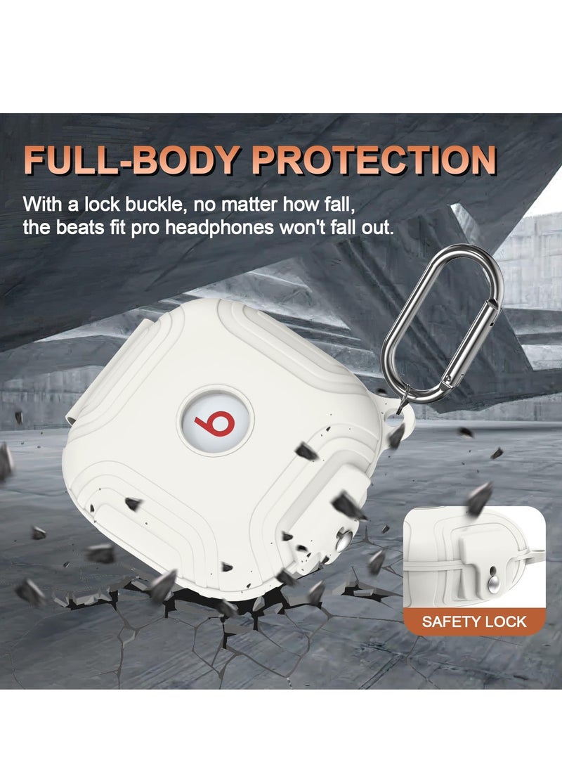 SYOSI Case for Beats Fit Pro, Silicone Protector Case for Apple Beats Fit Pro, with Beats Fit Pro 2021 Earbuds Armor Shockproof Protective, with Anti-Lost Lanyard Keychain (White) - Image 4