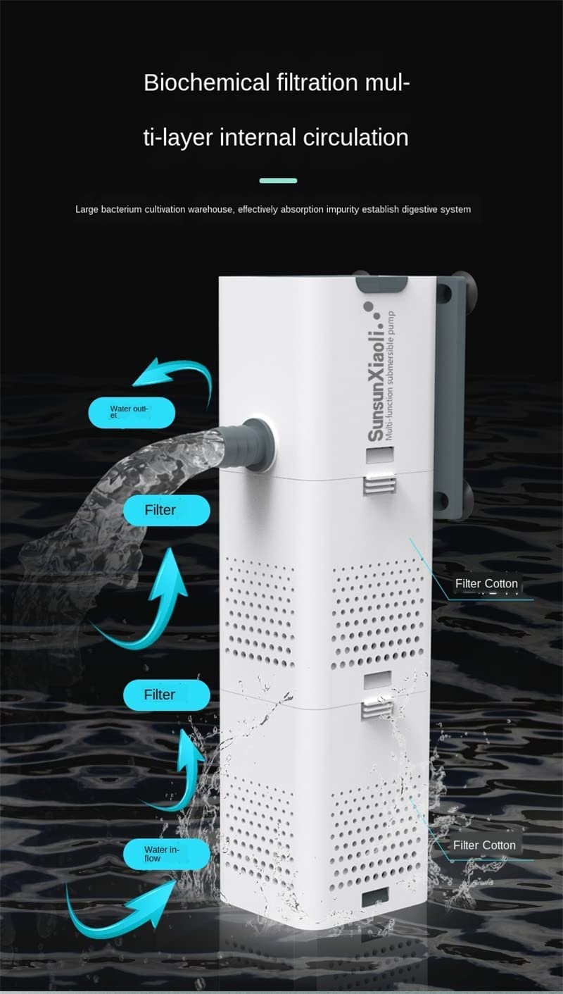 VAYINATO (XQP-1000F | 14 Watts | 1000L/H | Fit for 2-3 Feet Tank) Multi-Function Submersible Filtration Pump for Aquarium Fish Tank | Silent Design - Image 4