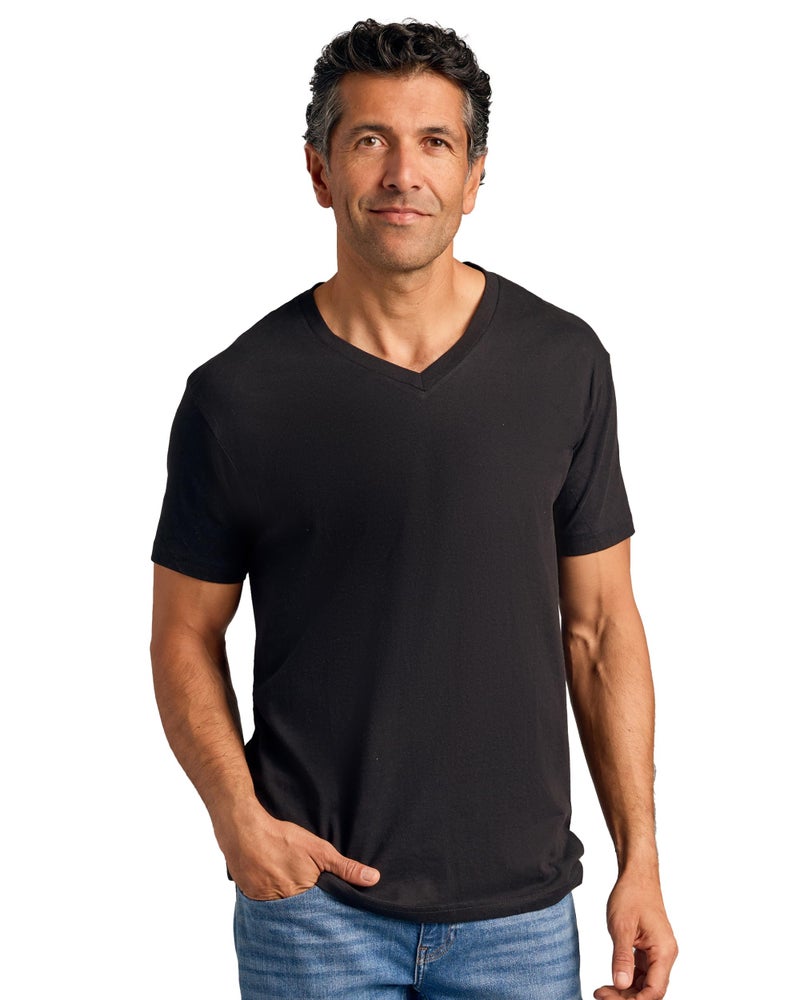 True Classic Mens V Neck T Shirts â€“ Cotton V Neck T Shirts for Men, V-Neck Mens T-Shirts and Undershirts for Men Pack/Singles, Pack of 1, Black, L - Image 1