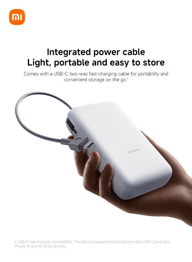 Xiaomi 20000 mAh Power Bank Integrated Cable USB-C and USB Ports 20000mAh 22.5W BHR9738GL Light Grey - Image 4