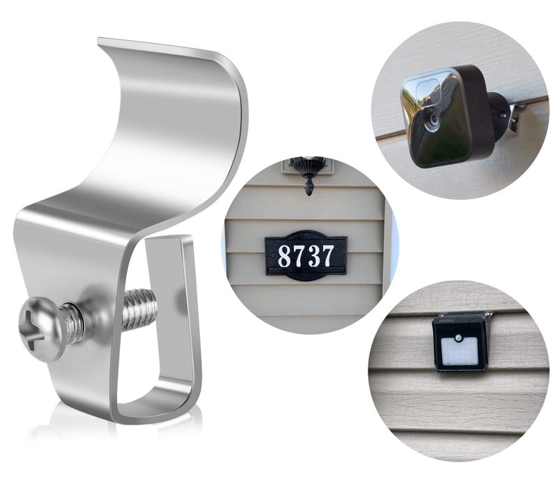 Antimbee Vinyl Siding Clips,20-Pack No-Hole Outdoor Camera Mount,Vinyl Siding Hanger for Blink, Arlo, Ring, No-Damage, No Drilling, Weatherproof-304 Stainless Steel Home Siding Hooks - New Upgrade - Image 1