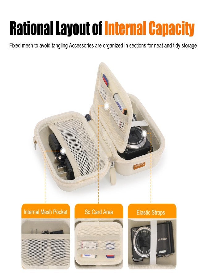 Cwatcun Digital Camera Case, Waterproof Hardshell Digital Camera Bag with 2 Carrying Ways, Lightweight Small Camera Sling Bag Compatible with KODAK PIXPRO/Canon PowerShot/Sony DSCW800 DSCW830 - White - Image 3