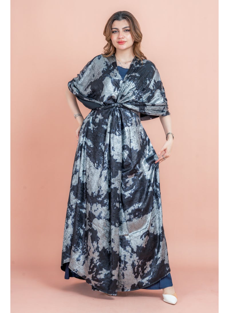 اكسا جلابية أنيقة بتصميم ملفوف لامع - Image 1