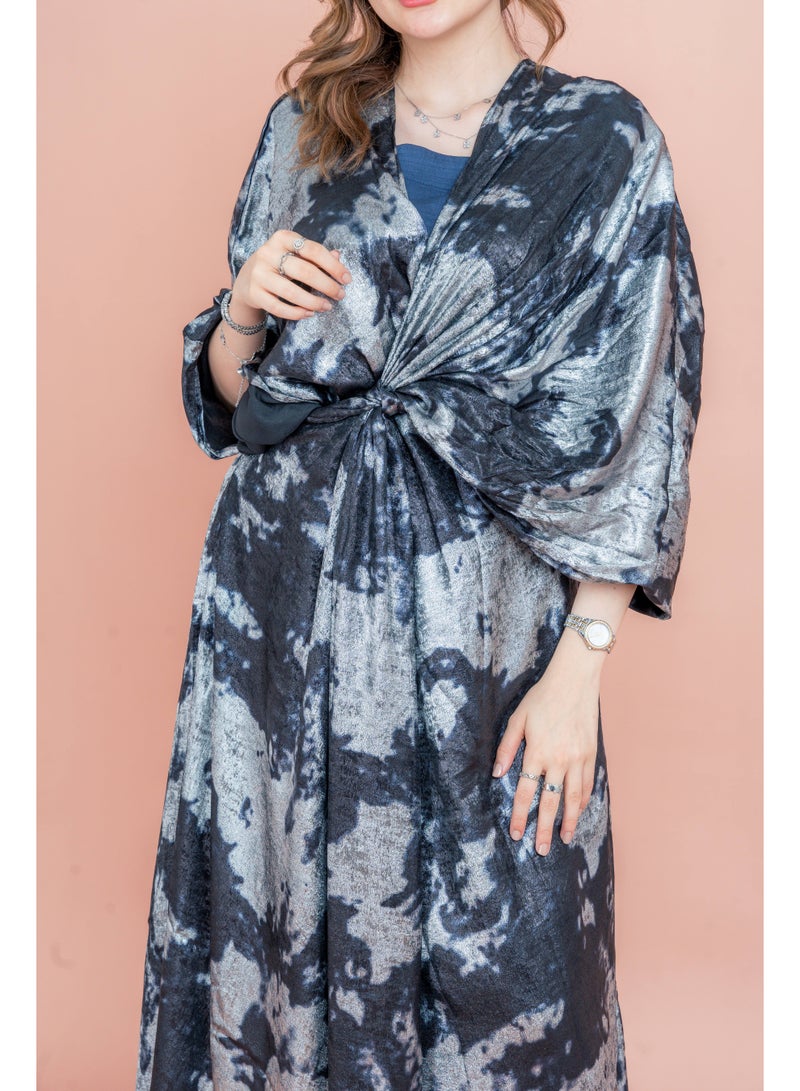 اكسا جلابية أنيقة بتصميم ملفوف لامع - Image 4