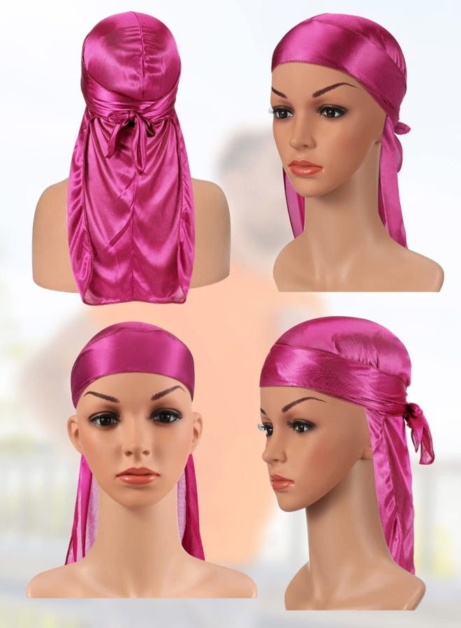 Geyoga 18 Pieces Silky Durags Long Tail Headwrap Durag Wide Strap Satin Durag Cap for Men and Women (Assorted Color) - Image 4