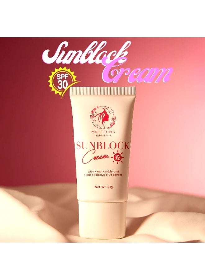MS Tsung Essentials SPF 30 Luminous Sunblock Cream Enriched With Niacinamide And Papaya Extract, Broad Spectrum Sun Protection, Fast Absorbing Texture, Suitable For Daily Use, Helps Maintain Healthy And Radiant Looking Skin - Image 2