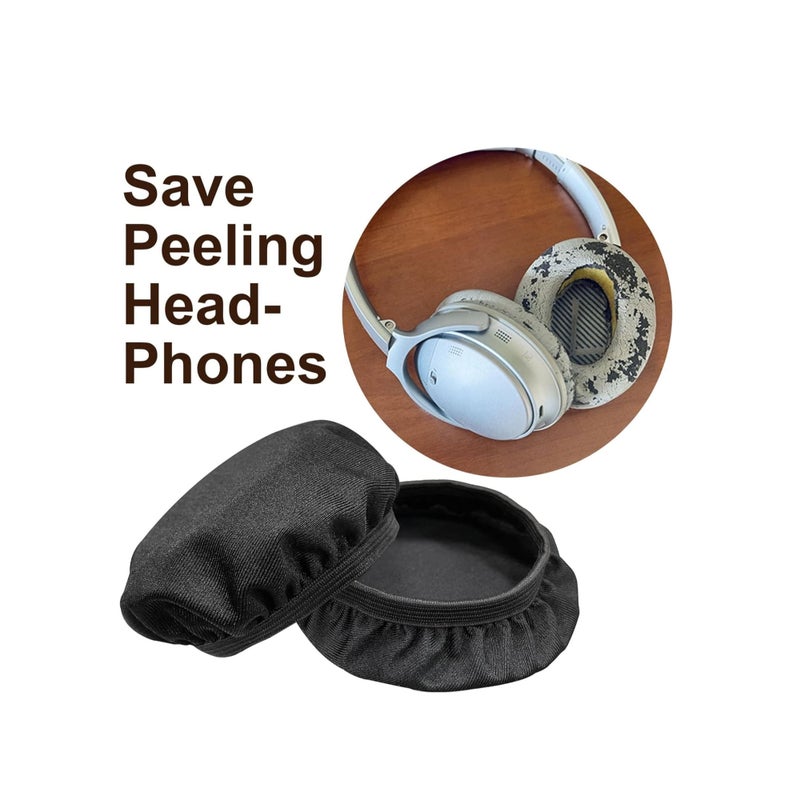 Barakah 4Pcs Headphone Ear Pads Covers, Washable Sanitary Ear Pad, Stretchable Fabric Headphone Covers for Gym, Training, Aviation, Racing, Gaming Over The Ear Headphones, Fit 3.5" - 4.3" Ear Pads - Image 2