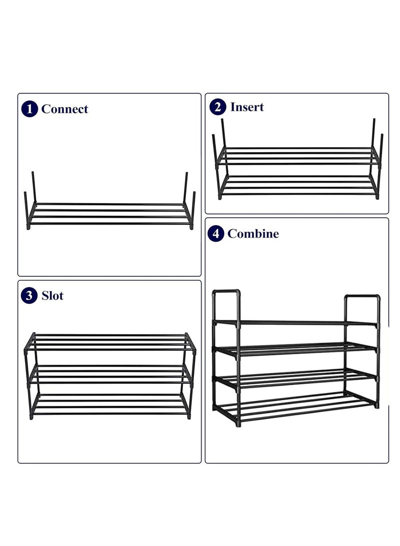 TRASSLE Metal Shoe Rack,4-Tier Shoe Cabinets Organizer Storage Shelves,Shoe Rack Cabinet Stackable Tower,Space Saving Organizer Shoe Shelf Durable Holds 20 Pairs,Shoe Rack for Closet Entryway - Image 2