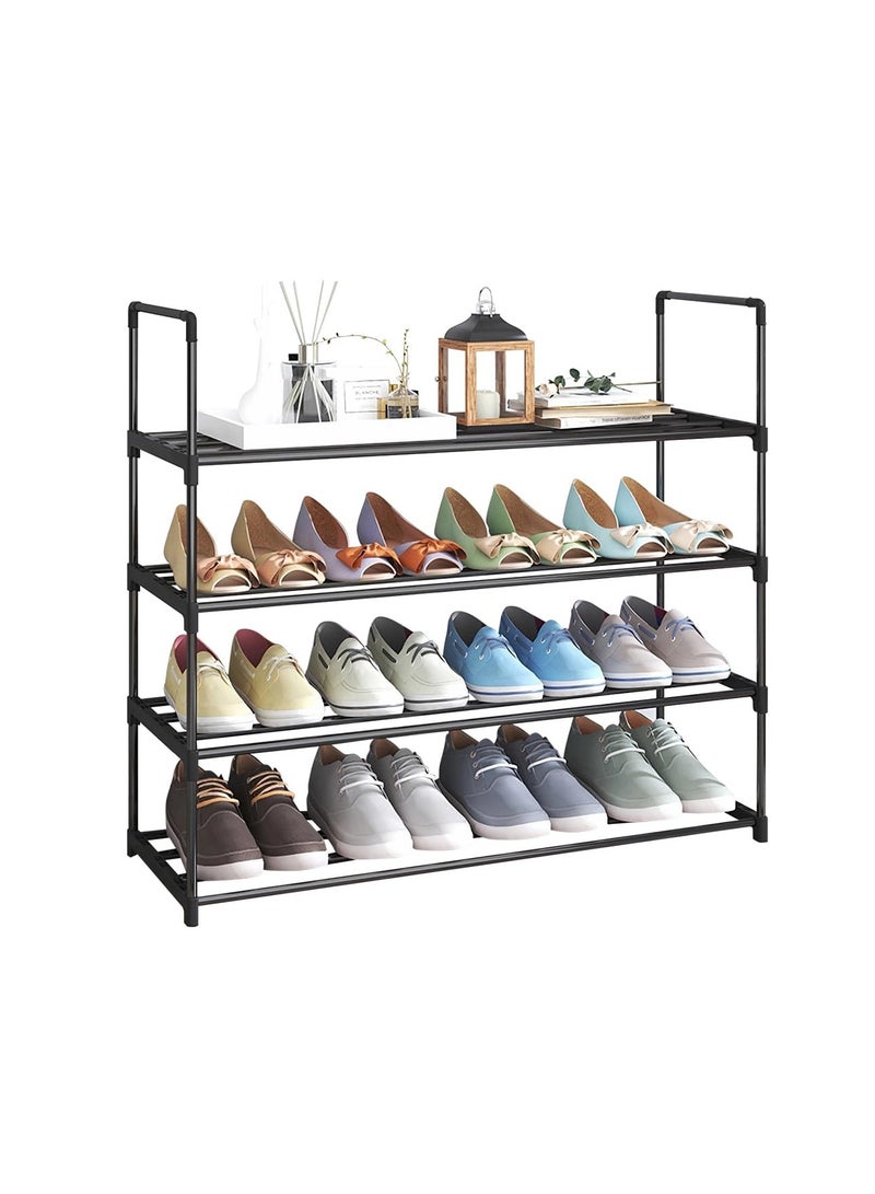 TRASSLE Metal Shoe Rack,4-Tier Shoe Cabinets Organizer Storage Shelves,Shoe Rack Cabinet Stackable Tower,Space Saving Organizer Shoe Shelf Durable Holds 20 Pairs,Shoe Rack for Closet Entryway - Image 1