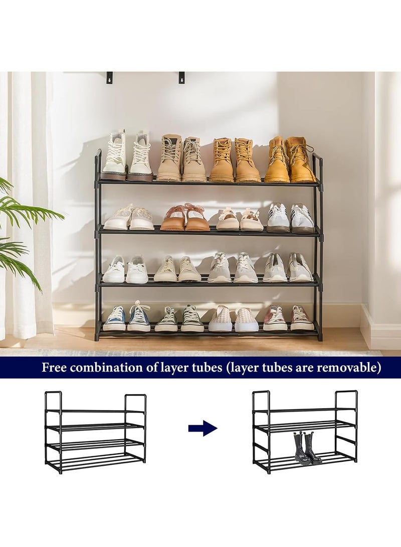 TRASSLE Metal Shoe Rack,4-Tier Shoe Cabinets Organizer Storage Shelves,Shoe Rack Cabinet Stackable Tower,Space Saving Organizer Shoe Shelf Durable Holds 20 Pairs,Shoe Rack for Closet Entryway - Image 5