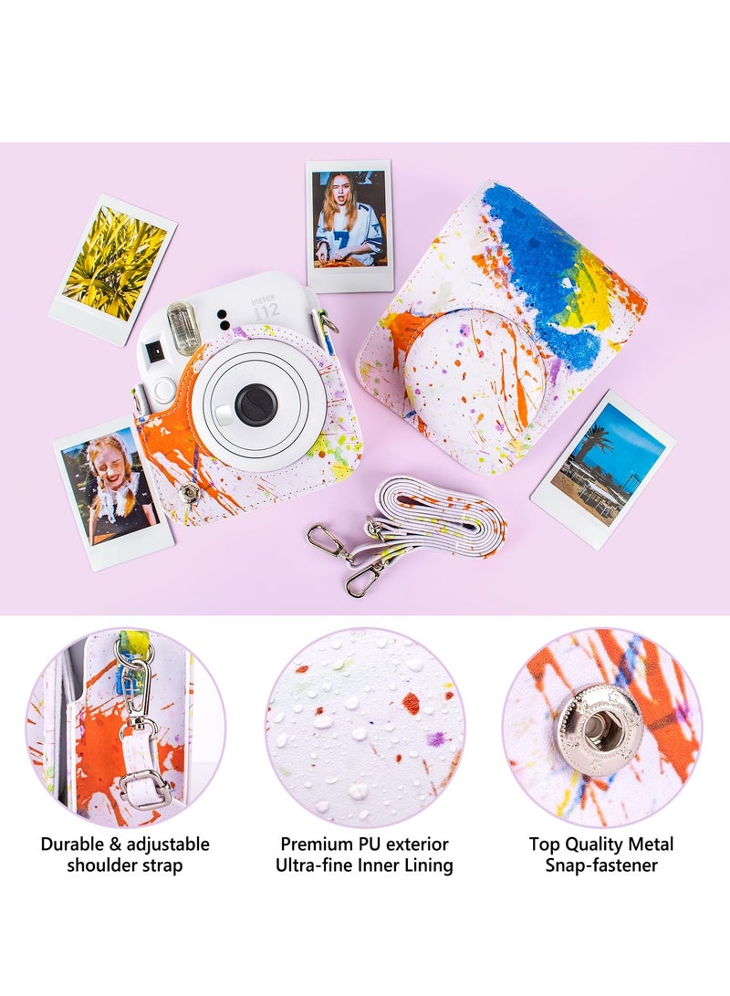 SOLARAE Colorful Camera Case for Fujifilm Instax Mini 12 Instant Camera, PU Leather Protective Case for Polaroid Camera Instax Mini 12 Carry Bag - Image 2