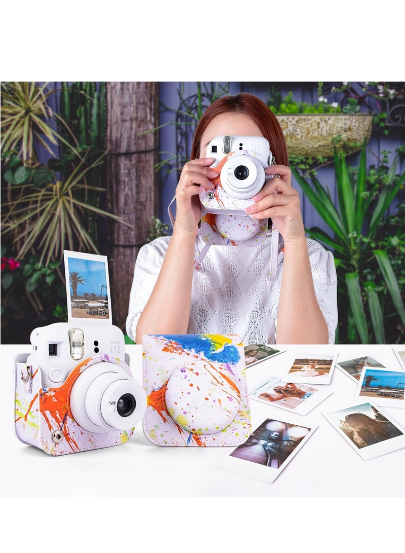 SOLARAE Colorful Camera Case for Fujifilm Instax Mini 12 Instant Camera, PU Leather Protective Case for Polaroid Camera Instax Mini 12 Carry Bag - Image 5