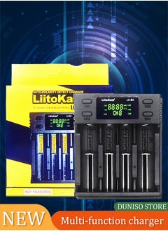 ليتوكالا شاحن بطارية ذكي سريع بأربع فتحات USB لبطاريات Li-Ion/Ni-MH/Ni-Cd/IMR/LFP 16340 14500 18650 21700 20700 والمزيد،  - Image 3