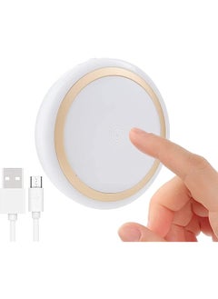 RTSU Rechargeable Touch Light with Timer, Dimmable Kids Baby Nursery Night Light Lamp, Wireless Stick-on Anywhere LED Push Tap Light for Closet Cabinet, Brightness Memory, Warm White Light (Golden)
