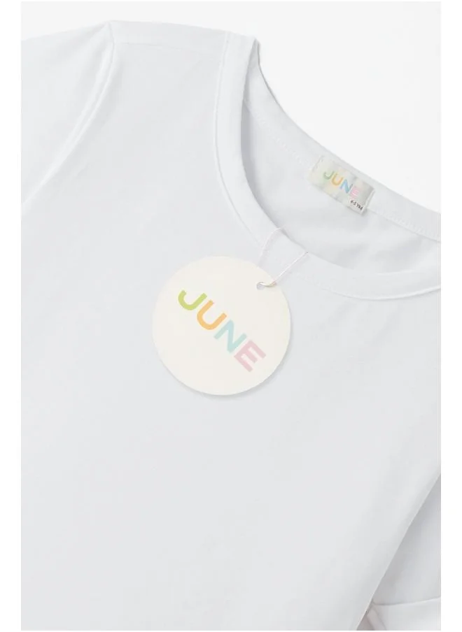 JUNE June Tshirt - Skirt Set White - Multicolor