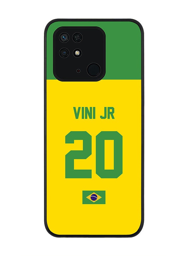 Stylizedd Rugged Black edge case for Redmi 10C 4G  Slim fit Soft Case Flexible Rubber Edges Anti Drop TPU Gel Thin Cover - Football Team - Brazil Player Name - Vini Jr - Image 1