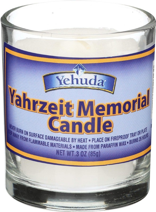 Yehuda Matzo Yahrzeit Memorial Candle, White - Image 1