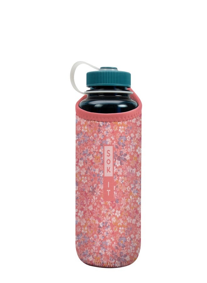 Sok It BotlSok Water Bottle Sleeve Insulated Neoprene Cover (Blushing Blooms, Fits 32oz Nalgene)