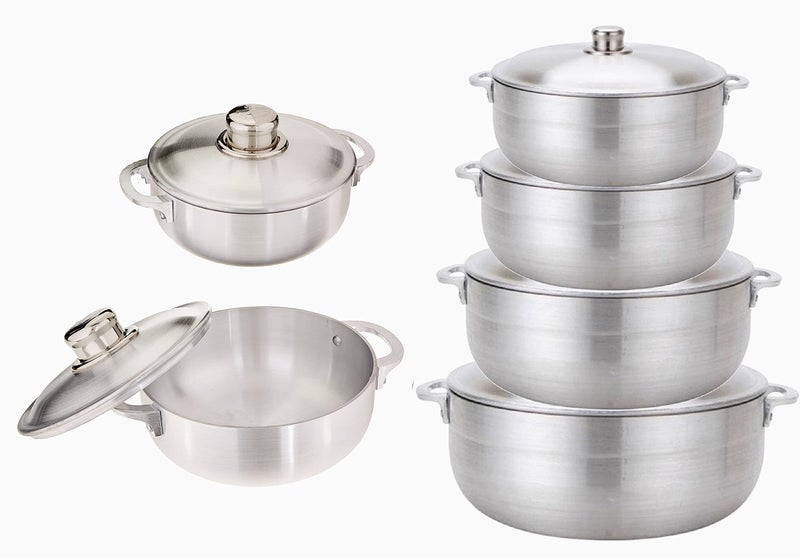 UNIWARE Uniware Aluminum Heavy Gauge Caldero With Aluminum LidSilver Set of 6 173646679313 QT 