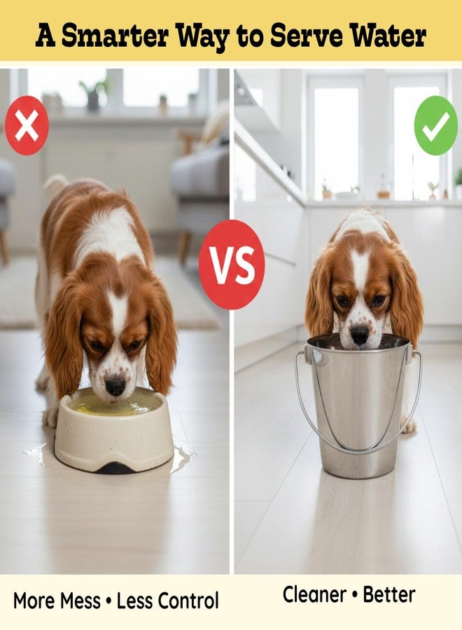 AASPIRE PETS 2 Quart Heavy Duty Stainless Steel Round Bucket with Handle | Fits kennel Cage Critter Crates Farm | Food & Water Pail for Small Pets Birds Dog Cat | Livestock Multipurpose use, Pack of 2 - Image 5