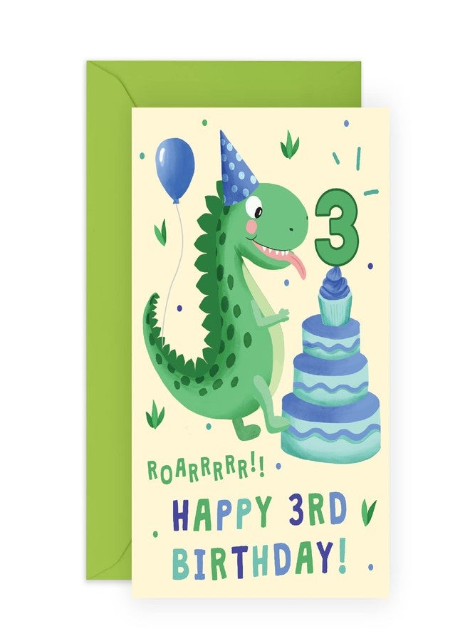 CENTRAL 23 3rd Birthday Card - Age Three - Dinosaur Birthday Card - Boy Birthday Card for Son Nephew Grandson - Third Bday Gifts For Him - Comes With Fun Stickers - Made In UK - Image 1