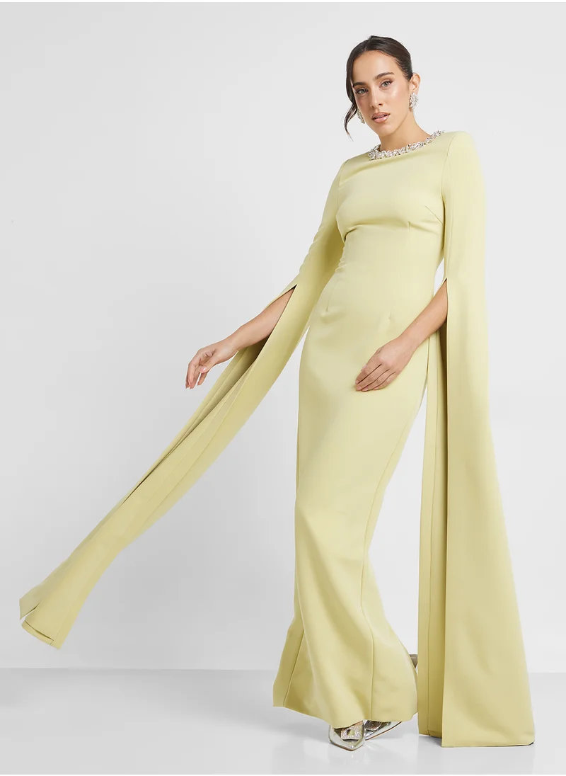 lavish alice Maxi Cape Sleeve Maxi Dress