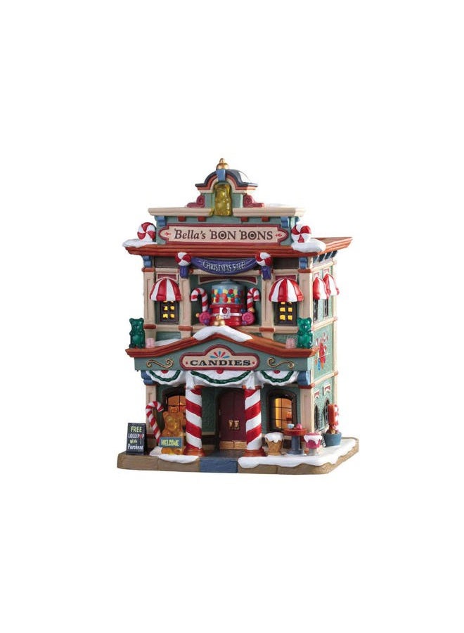 Lemax 95509 Bella's Bon Bons, New 2019 Caddington Village Collection, Porcelain Colorful Decorated Miniature Lighted Building, X'mas Decor/Gift/Collectible, On/Off Switch, 7.95" x 5.59" x 4.33" - Image 1