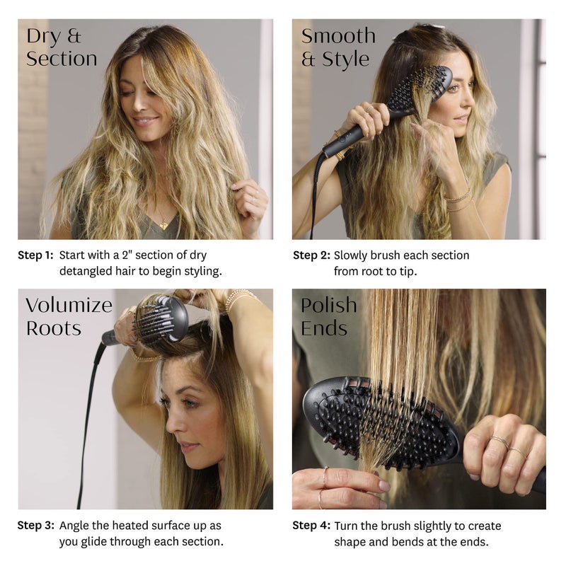 T3 "T3 Edge Heated Smoothing, Styling & Straightening Brush with Ion Generator, 3 Heat Settings, Custom-Blend Ceramic Surface" - Image 5