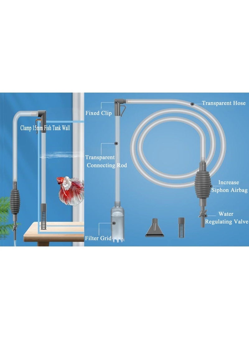 Huangxin Fish Tank Vacuum Gravel Cleaner, Aquarium Gravel Cleaner - Hand Siphon Pump as Fish Tank Hose Water Changer & Rock Cleaner & Sand Washing 2.1M - Image 4