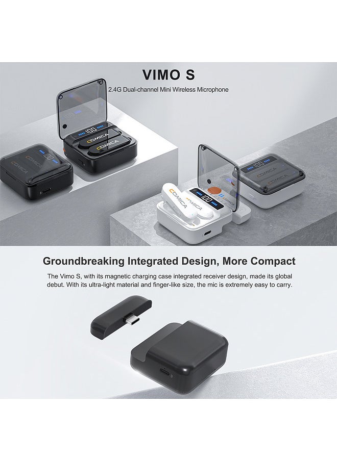 COMICA Vimo S-UC Wireless Microphone System with 1 Receiver & 2 Microphones 200M Transmission Range Built-in Battery with Charging Case Replacement for Android Phones Live Streaming Interview Vlog  - Image 2