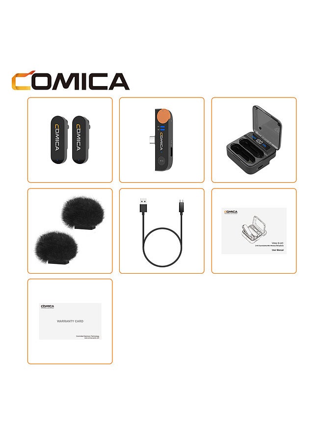 COMICA Vimo S-UC Wireless Microphone System with 1 Receiver & 2 Microphones 200M Transmission Range Built-in Battery with Charging Case Replacement for Android Phones Live Streaming Interview Vlog  - Image 4