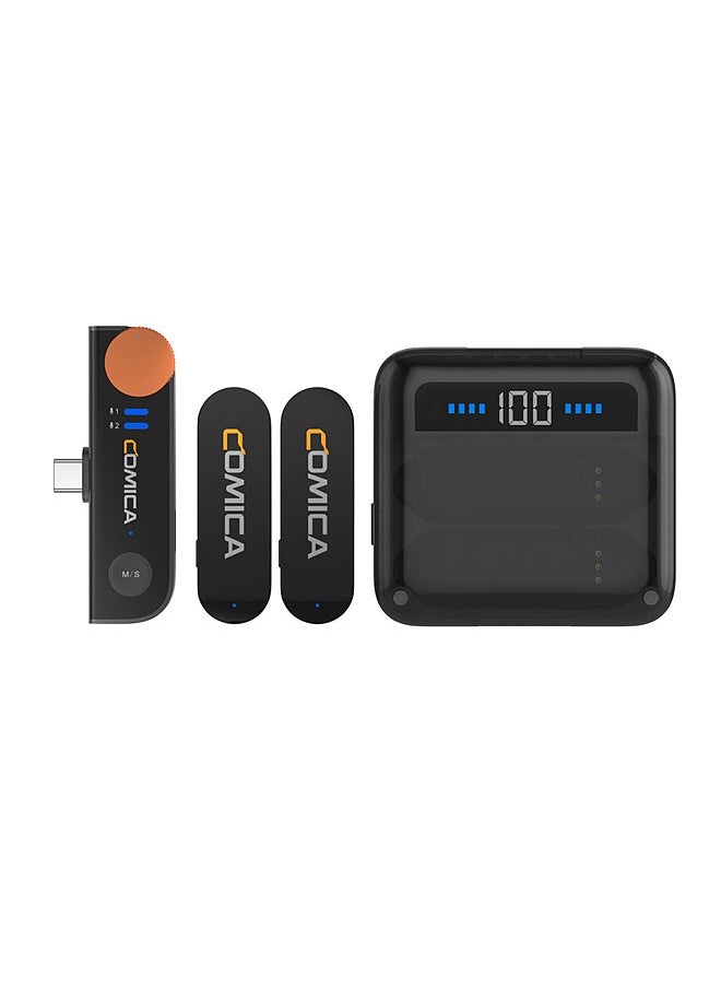COMICA Vimo S-UC Wireless Microphone System with 1 Receiver & 2 Microphones 200M Transmission Range Built-in Battery with Charging Case Replacement for Android Phones Live Streaming Interview Vlog  - Image 1