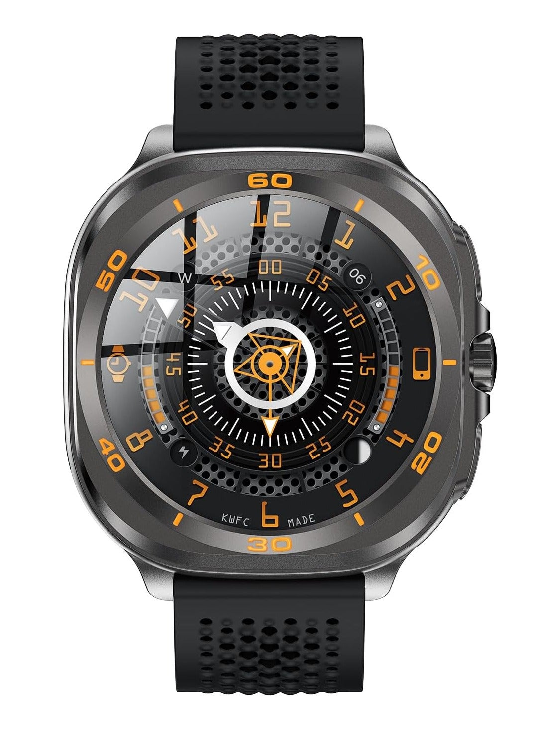 Swiss Military DOM7 Smartwatch 1.43" AMOLED, Bluetooth Calling, Multi Language, Health & Sports Tracking, Wireless Charging, 7 Days Battery, IP67, iOS/Android Compatible, Gun Metal Frame & Black Strap