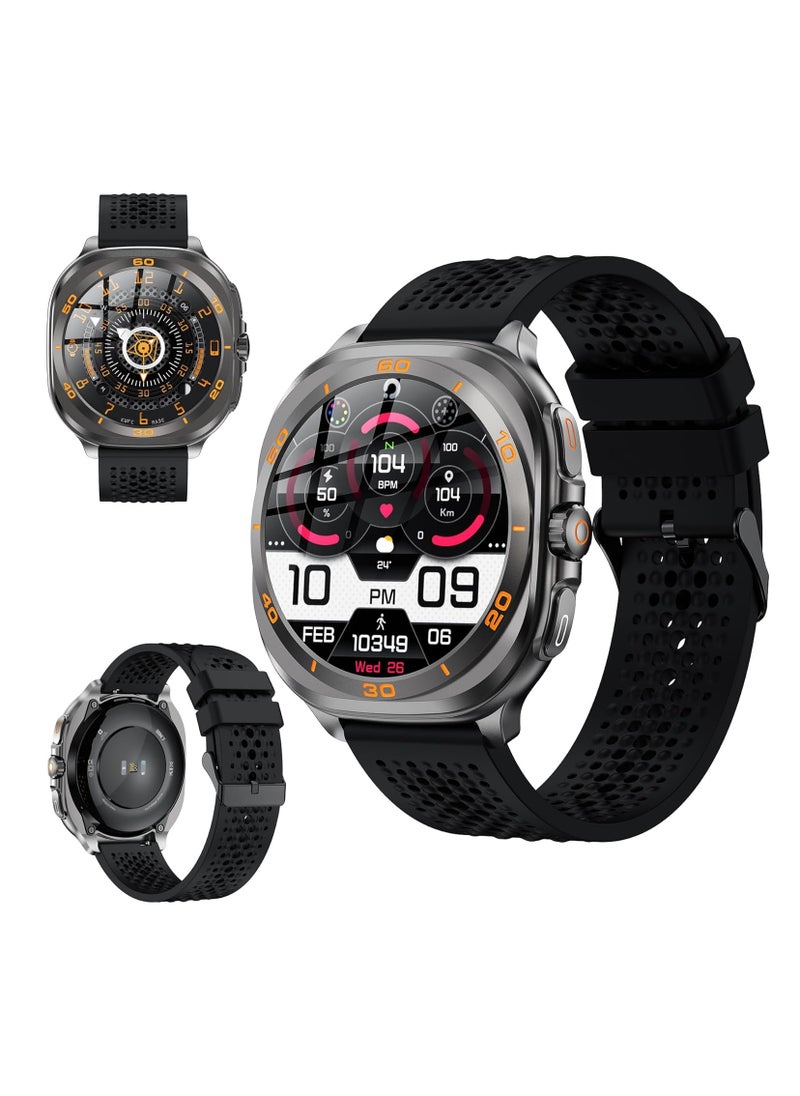 SWISS MILITARY - Swiss Military DOM7 Smartwatch 1.43" AMOLED, Bluetooth Calling, Multi Language, Health & Sports Tracking, Wireless Charging, 7 Days Battery, IP67, iOS/Android Compatible, Gun Metal Frame & Black Strap - Image 1