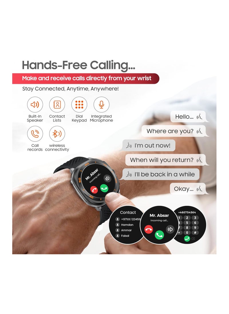 SWISS MILITARY - Swiss Military DOM7 Smartwatch 1.43" AMOLED, Bluetooth Calling, Multi Language, Health & Sports Tracking, Wireless Charging, 7 Days Battery, IP67, iOS/Android Compatible, Gun Metal Frame & Black Strap - Image 1