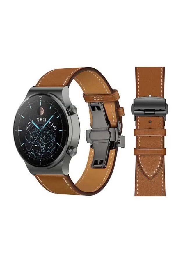 vesus Genuine Leather Replacement Band 22mm For Huawei Watch GT2 Pro Brown