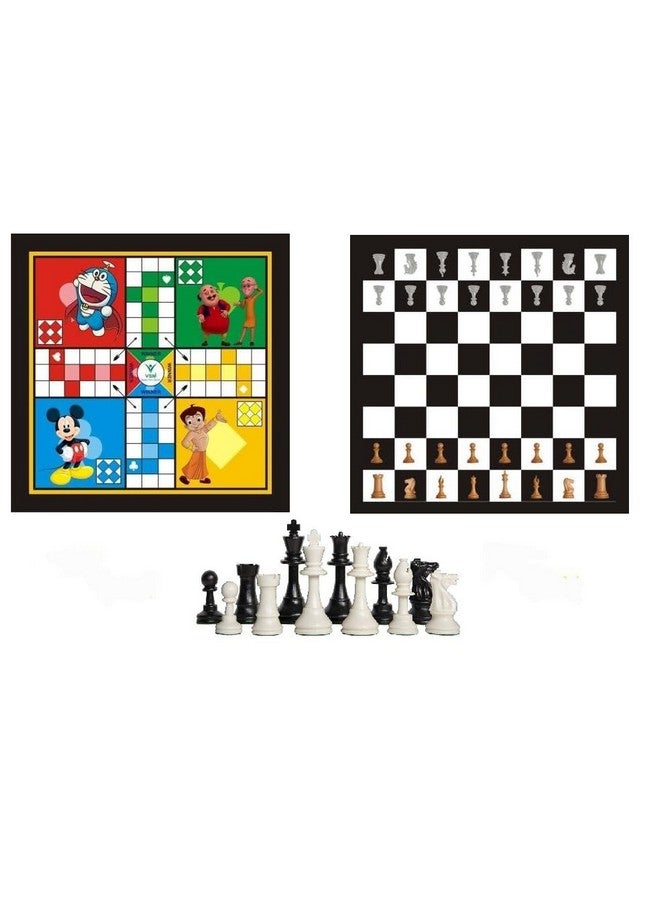 إيه إس مجموعة لودو خشبية للأطفال والبالغين والأطفال الصغار، ولعبة الثعابين والسلم ولوحة الشطرنج، مكونة من عملات لودو وقطع شطرنج - مثالية للحفلات والمرح وليالي الألعاب العائلية (Cl) - Image 1