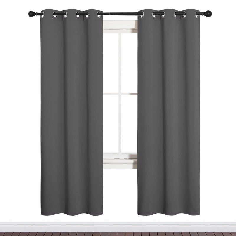 NICETOWN Grey Blackout Curtain Panels for Bedroom, Thermal Insulated Grommet Top Blackout Draperies and Drapes for Basement (2 Panels, W34 x L72-inch, Grey) - Image 2