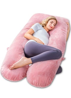 Arabest Pregnancy Pillow, Full Body Pillow with Reversible Velvet Cover, U Shaped Maternity Pillow  for Pregnant Women and Sleeping Support(Pink)  - Image 1