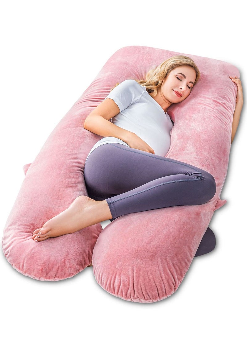 Arabest Pregnancy Pillow, Full Body Pillow with Reversible Velvet Cover, U Shaped Maternity Pillow  for Pregnant Women and Sleeping Support(Pink)  - Image 1