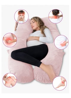 Arabest Pregnancy Pillow, Full Body Pillow with Reversible Velvet Cover, U Shaped Maternity Pillow  for Pregnant Women and Sleeping Support(Pink)  - Image 2