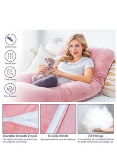 Arabest Pregnancy Pillow, Full Body Pillow with Reversible Velvet Cover, U Shaped Maternity Pillow  for Pregnant Women and Sleeping Support(Pink)  - Image 3