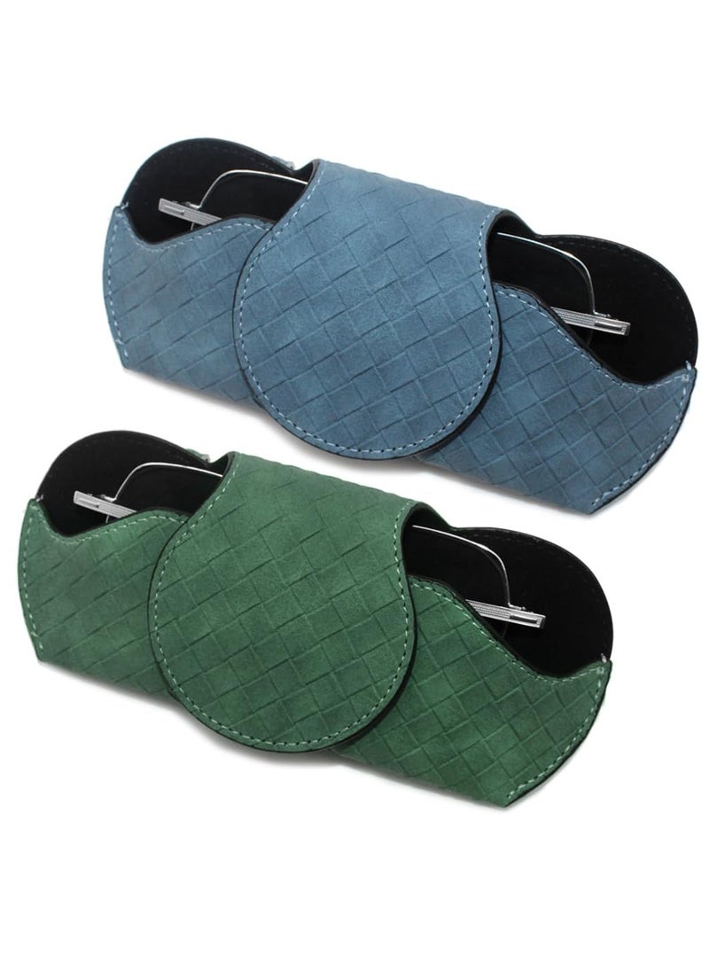 Excefore Sunglasses Holder for Car Visor, 2 Pcs Eyeglass Holder Organizer Box Leather Glasses Case with Clips for Car Visor Automotive Interior Visor Accessories - Image 1