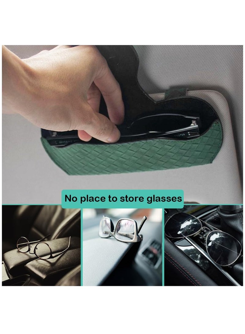 Excefore Sunglasses Holder for Car Visor, 2 Pcs Eyeglass Holder Organizer Box Leather Glasses Case with Clips for Car Visor Automotive Interior Visor Accessories - Image 4