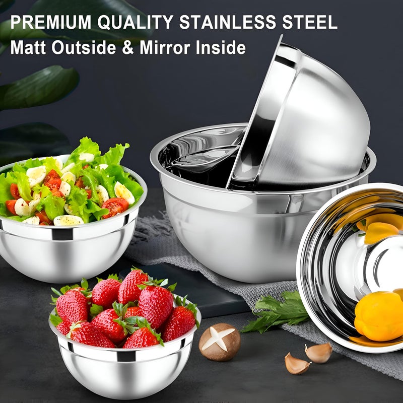 Prep Set - Stackable stainless steel bowls with lids, offering versatility for meal prep, salad mixing, and ingredient organization while ensuring long-lasting durability and modern appeal. - Image 4