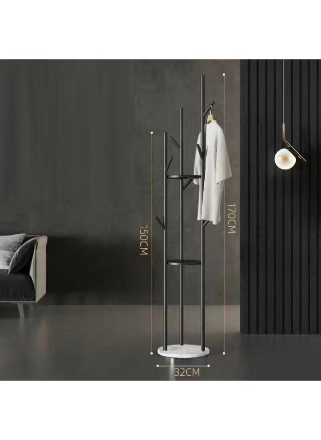 Clothes Hanger and Rack with a Modern and Elegant Design Coat Racks Freestanding Coat Hanger Stand Hall Tree Coat Rack for Hanging Hats ScarvesBags Modern Coat Rack with Double Shelves Corner Coat Rack, 9 Hooks - Black Colour