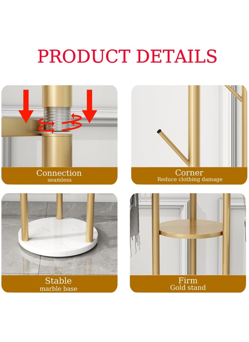 Clothes Hanger and Rack with a Modern and Elegant Design Coat Racks Freestanding Coat Hanger Stand Hall Tree Coat Rack for Hanging Hats ScarvesBags Modern Coat Rack with Double Shelves Corner Coat Rack, 9 Hooks - Black Colour