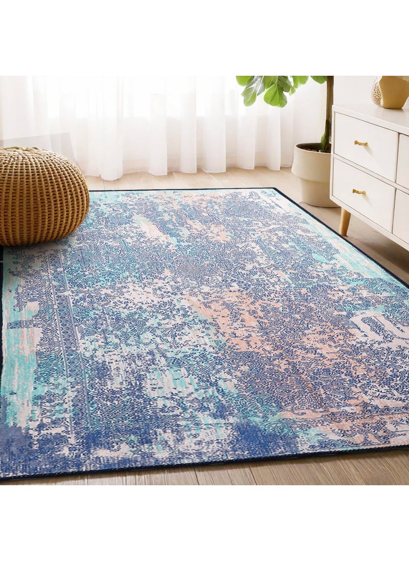 Status Contract Status Contract Ice Velvet Rugs for Living Room | (Print) Carpet for Living Room Decor | Anti Skid Backing Home Essentials | Aesthetic Vintage Decor Carpet for Bedroom | (4 x 6, D9)  - Image 1
